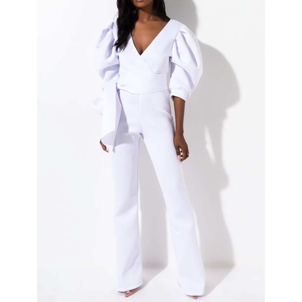 Puff sleeve jumpsuit